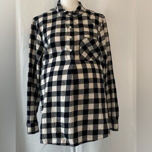 Old Navy Maternity 100% Cotton Flannel Shirt Buffalo Check MD Western Cowgirl